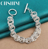 925 Silver Circle Ring Bracelet Chain Wedding Jewelry