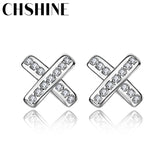 925 Silver Cross Zircon Stud Earrings Wedding Gift
