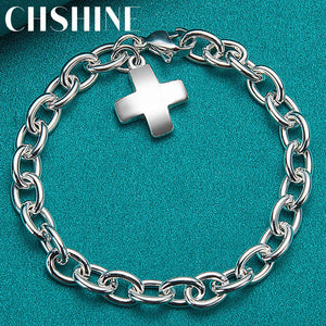 925 Silver Cross Pendant Bracelet for Engagement Party