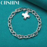 925 Silver Cross Pendant Bracelet for Engagement Party