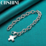 925 Silver Cross Pendant Bracelet for Engagement Party