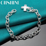 925 Silver Cross Pendant Bracelet for Engagement Party