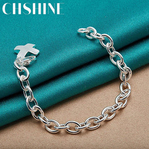 925 Silver Cross Pendant Bracelet for Engagement Party