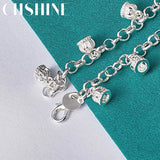 925 Silver Crown Pendant Bracelet Wedding Engagement Charm Jewelry