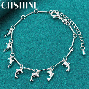 925 Silver Dolphin Bracelet Women's Charm Wedding Jewelry