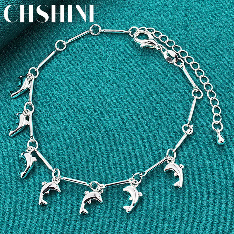 925 Silver Dolphin Bracelet Women's Charm Wedding Jewelry