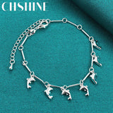 925 Silver Dolphin Bracelet Women's Charm Wedding Jewelry