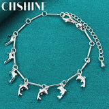 925 Silver Dolphin Bracelet Women's Charm Wedding Jewelry
