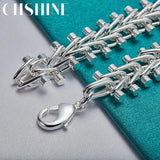925 Sterling Silver Double Row Bead Chain Bracelet For Man Women Charm