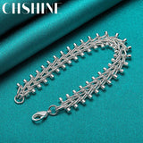 925 Sterling Silver Double Row Bead Chain Bracelet For Man Women Charm