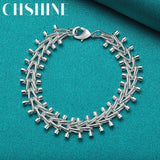 925 Sterling Silver Double Row Bead Chain Bracelet For Man Women Charm