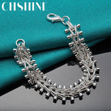 925 Sterling Silver Double Row Bead Chain Bracelet For Man Women Charm