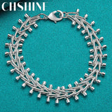 925 Sterling Silver Double Row Bead Chain Bracelet For Man Women Charm