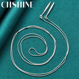 925 Silver Double Snake Chain Leaf Pendant Necklace Women
