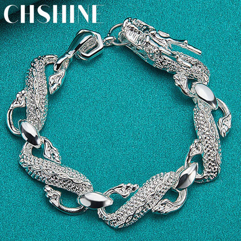 925 Sterling Silver Dragon Bracelet Bangle Cuff For Man Women