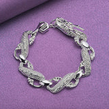 925 Silver Dragon Bracelet Open Ring for Women Men Party