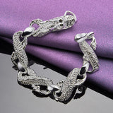 925 Silver Dragon Bracelet Open Ring for Women Men Party