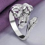 925 Silver Dragon Bracelet Open Ring for Women Men Party