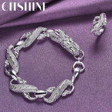 925 Silver Dragon Bracelet Open Ring for Women Men Party