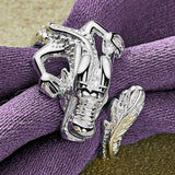 925 Silver Dragon Bracelet Open Ring for Women Men Party
