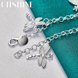 925 Silver Dragonfly Pendant Bracelet Chain Women Wedding Engagement Jewelry