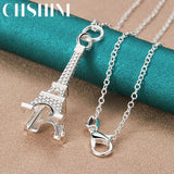 925 Silver Eiffel Tower Pendant Necklace For Women Charm Jewelry