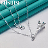 925 Silver Eiffel Tower Pendant Necklace For Women Charm Jewelry