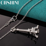 925 Silver Eiffel Tower Pendant Necklace For Women Charm Jewelry