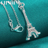 925 Silver Eiffel Tower Pendant Necklace For Women Charm Jewelry