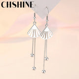 925 Silver Fan Tassel Earrings Wedding Party Gift Jewelry