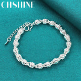 925 Silver Faucet Chain Bracelet Wedding Engagement Party Charm Jewelry