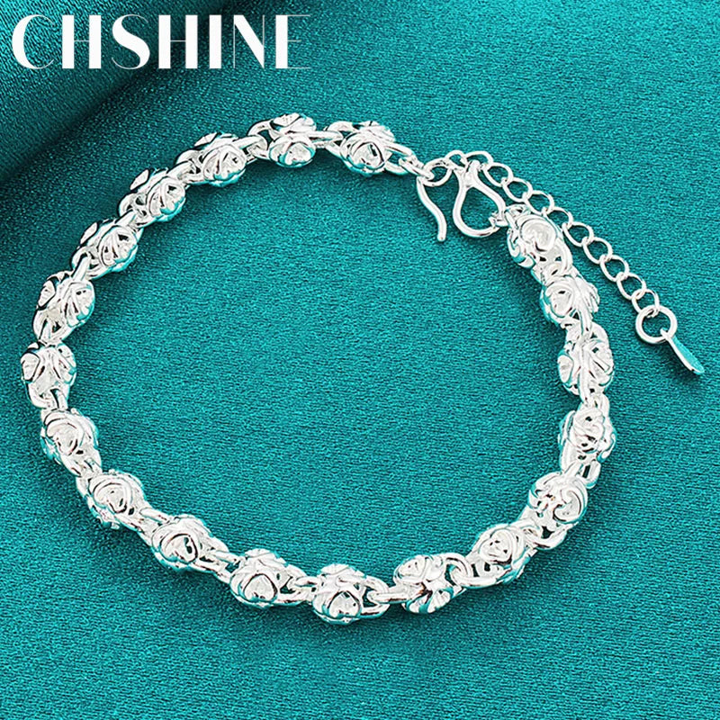 925 Silver Faucet Chain Bracelet Wedding Engagement Party Charm Jewelry