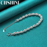 925 Silver Faucet Chain Bracelet Wedding Engagement Party Charm Jewelry