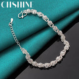 925 Silver Faucet Chain Bracelet Wedding Engagement Party Charm Jewelry