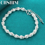 925 Silver Faucet Chain Bracelet Wedding Engagement Party Charm Jewelry