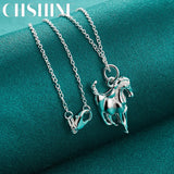 925 Silver Ferghana Horse Pendant Necklace for Women Men
