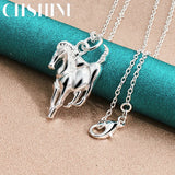 925 Silver Ferghana Horse Pendant Necklace for Women Men
