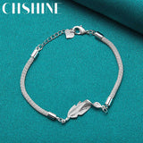 925 Silver Fish Heart Net Snake Chain Bracelet Women Wedding Engagement Jewelry
