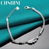 925 Silver Fish Heart Net Snake Chain Bracelet Women Wedding Engagement Jewelry