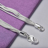 925 Sterling Silver 5 Snake Chain Heart Bracelet Necklace Set
