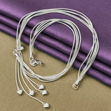 925 Sterling Silver 5 Snake Chain Heart Bracelet Necklace Set
