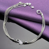 925 Sterling Silver 5 Snake Chain Heart Bracelet Necklace Set