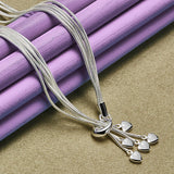 925 Sterling Silver 5 Snake Chain Heart Bracelet Necklace Set