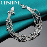 925 Silver Snake Chain Bead Bracelet for Women