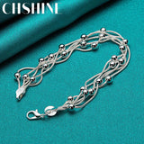 925 Silver Snake Chain Bead Bracelet for Women