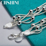 925 Silver Snake Chain Bead Bracelet for Women