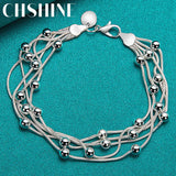 925 Silver Snake Chain Bead Bracelet for Women