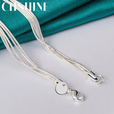 925 Silver Snake Chain Beads Necklace for Women