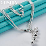 925 Silver Snake Chain Beads Necklace for Women