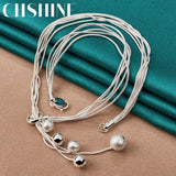 925 Silver Snake Chain Beads Necklace for Women